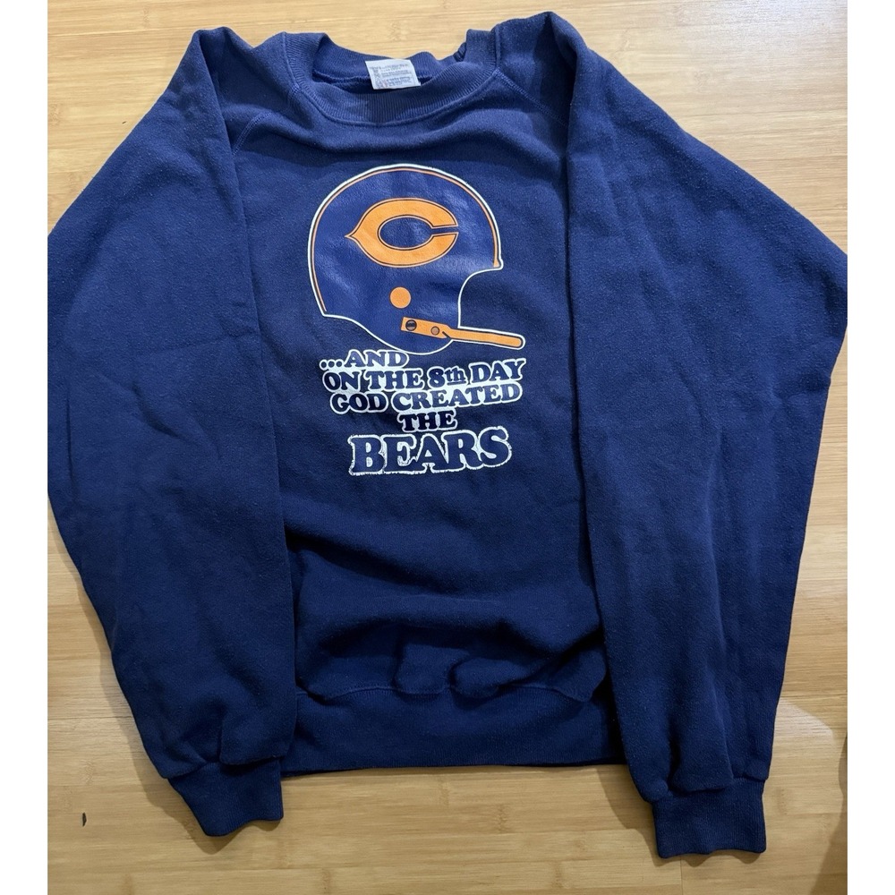 Vintage 80s Hanes On The 8th Day God Created Chicago Bears Sweatshirt XL USA